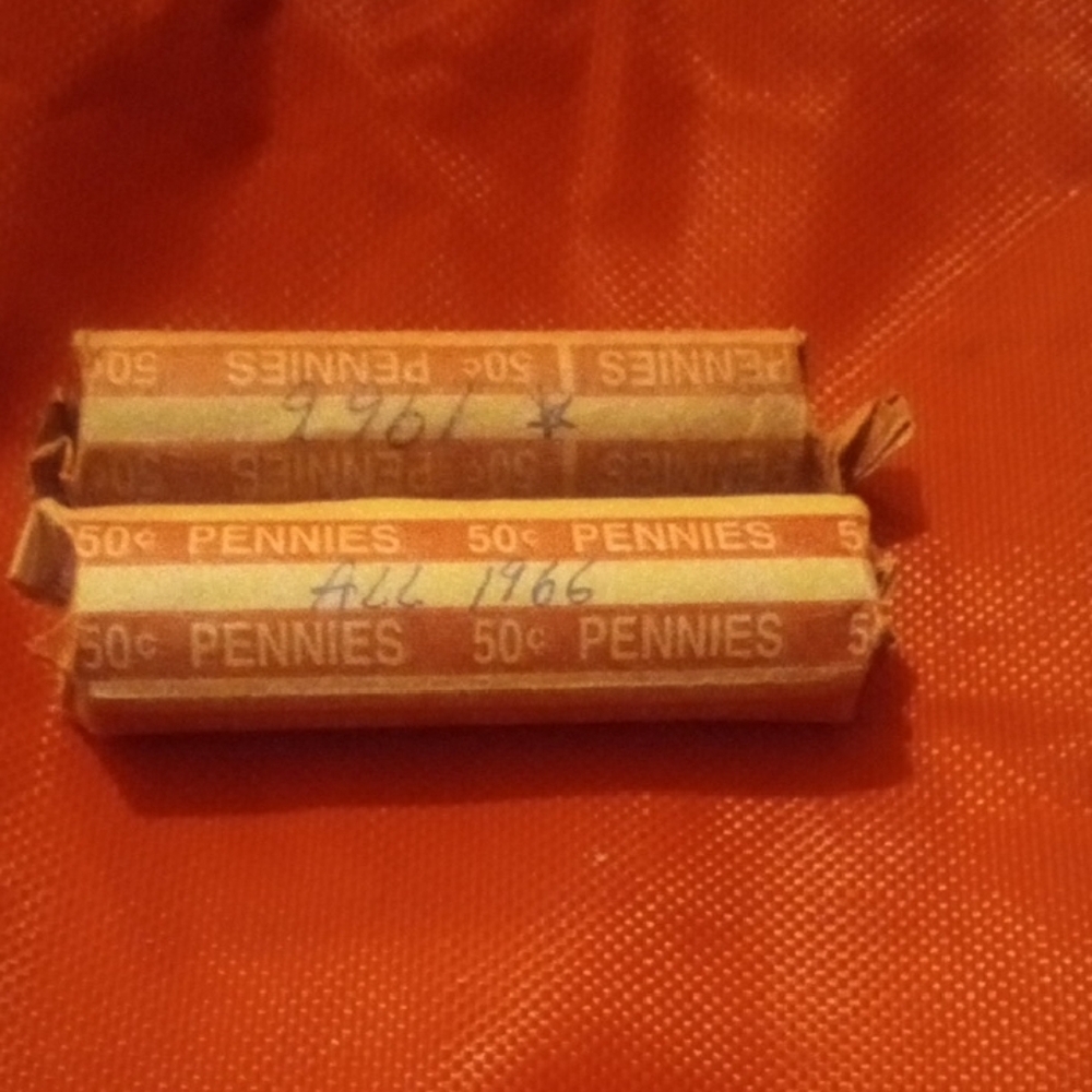Wrapped Penny Rolls - Orange and White Coin Rolls